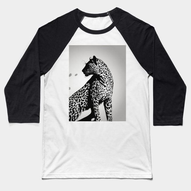 Leopard Shadow Silhouette Anime Style Collection No. 189 Baseball T-Shirt by cornelliusy